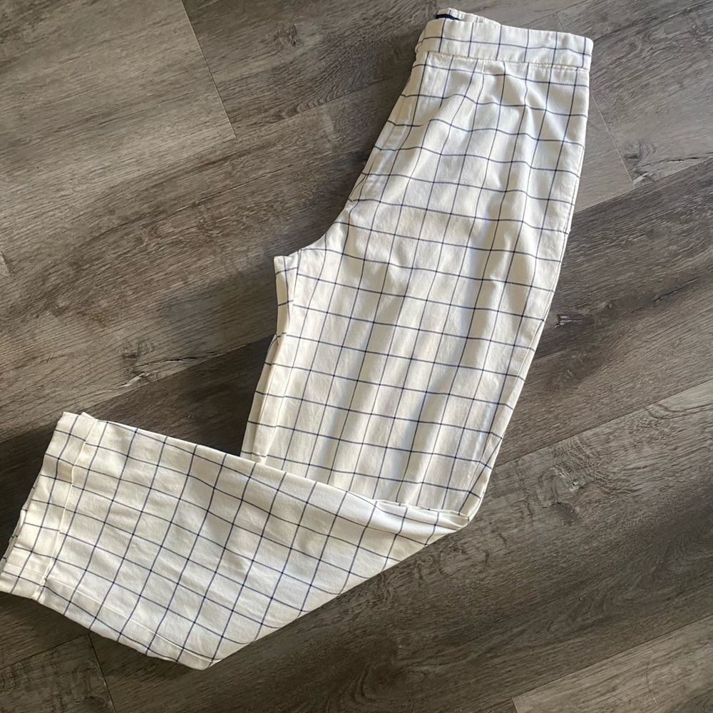 Vintage Ralph Lauren |Windowpane Check Cream and Blue Cotton Trouser |8